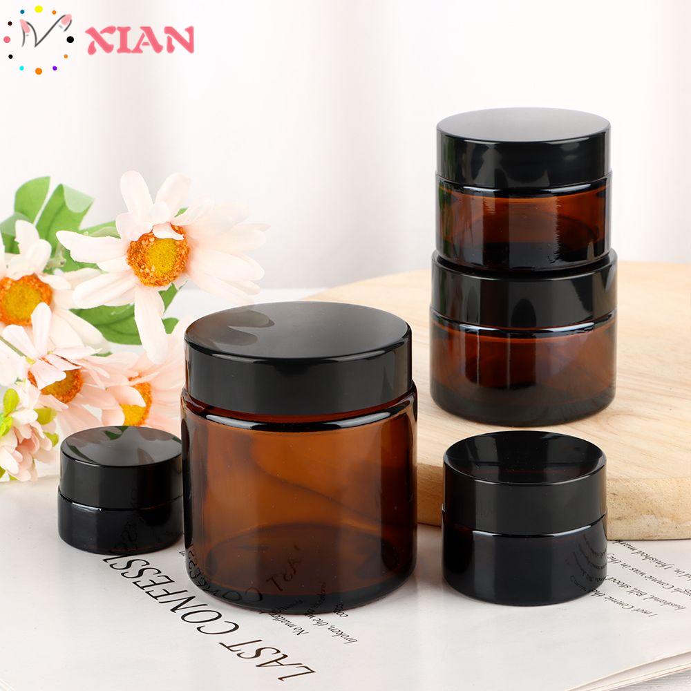 Hũ thủy tinh rỗng có thể nạp lại màu nâu dùng để đựng kem mặt tiện lợi khi đi du lịch/văn phòng/nhà ở 5ml-500ml