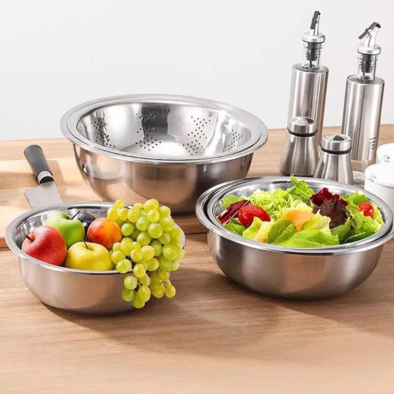 [HÀNG MỚI VỀ] Bộ 5 chậu inox cao cấp các cỡ từ to đến nhỏ xuất Nhật