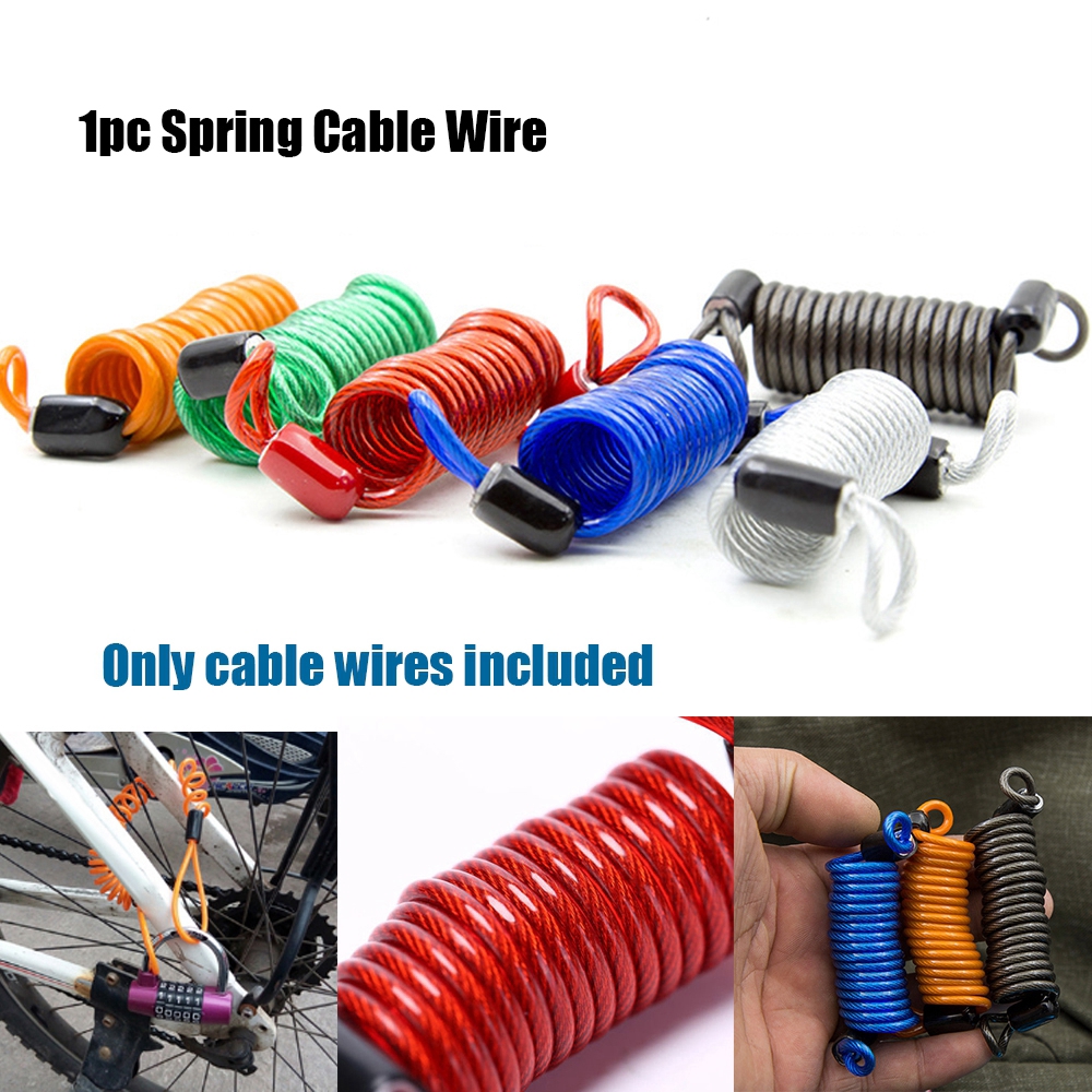 Dây cáp lò xo khóa chống trộm xe đạp / xe máy bằng PVC và hợp kim dài tối đa 1m