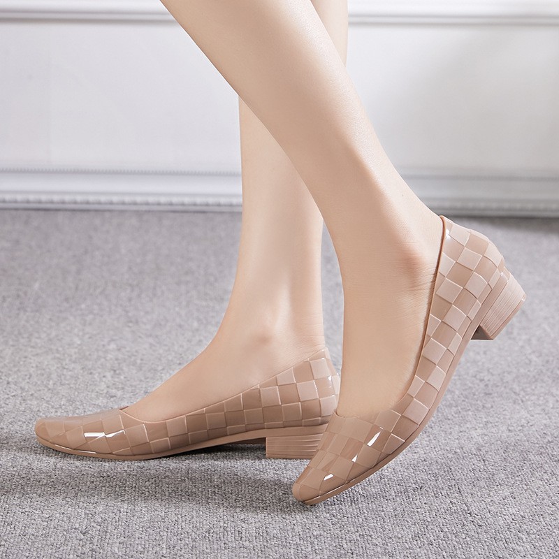 {Tặng cọ tô son} Giầy nhựa cao su siêu đẹp chuẩn loại 1 chịu nước đi mưa, đi biển, dạo phố kẻ ô vuông GN09