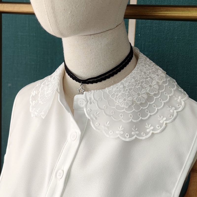 Cổ Áo Rời Thêu Ren Hoa Xinh Xắn Cho Búp Bê