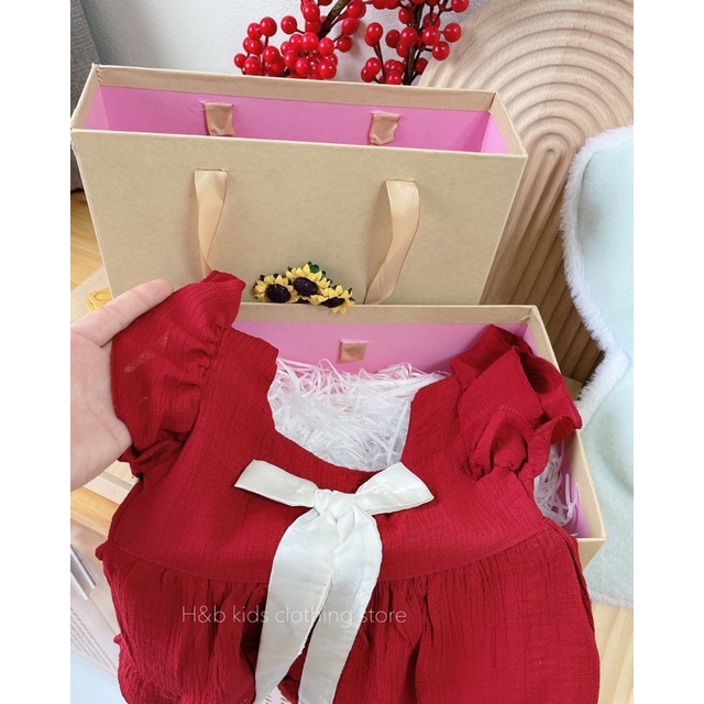 váy đũi đỏ hb cho bé