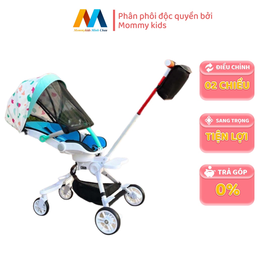 Xe đẩy du lịch MOMMYKIDS MINH CHAU Gấp Gọn 2 Chiều cho bé 0-5 tuổi tặng đệm và ô