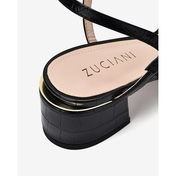Giày Sandal cao gót nữ Zuciani da dập vân cao cấp thiết kế mũi vuông gót cao 5cm - SZD49