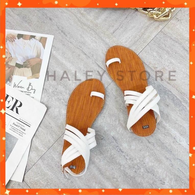 Giày Sandal nữ đế bệt chiến binh xỏ ngón dây mảnh quai chéo hot mùa hè 2021 đi biển đi chơi đi học  HALEY STORE