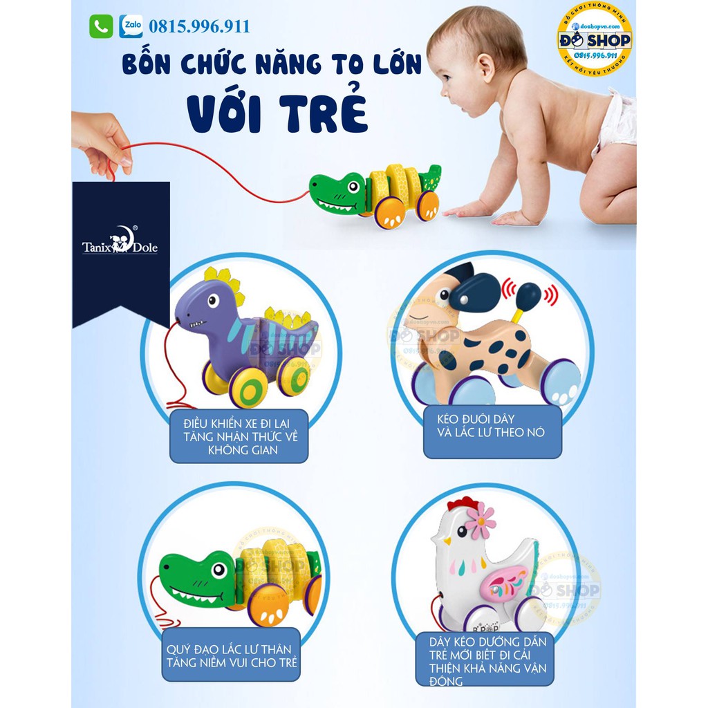 Tập đi cho trẻ sơ sinh - Đồ chơi kéo đẩy hình con vật Tanix Dole  - Đô Shop