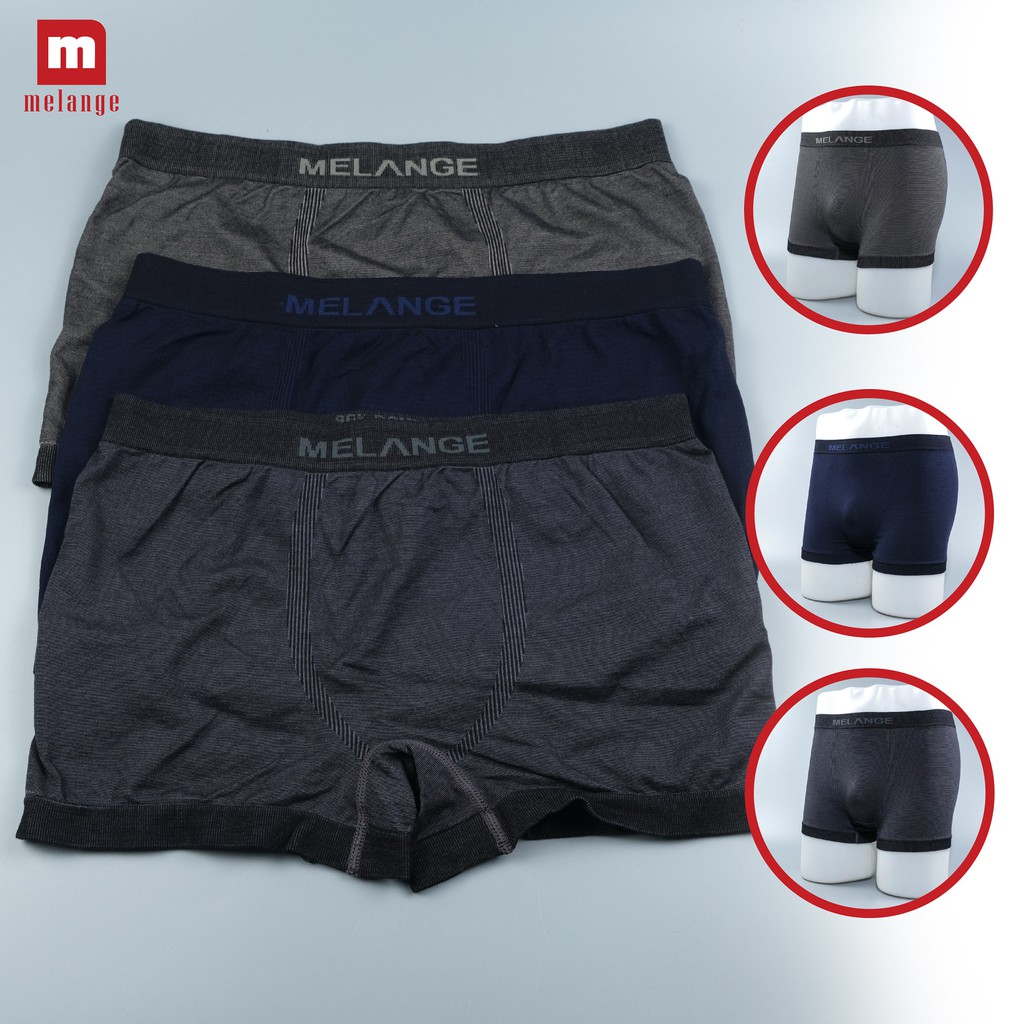 Combo 3 Quần Lót, Quần Sịp Boxer Nam Melange Chất Liệu Bamboo Kháng Khuẩn, Khử Mùi, Mềm Mại, Thoáng Mát - MB.22.08