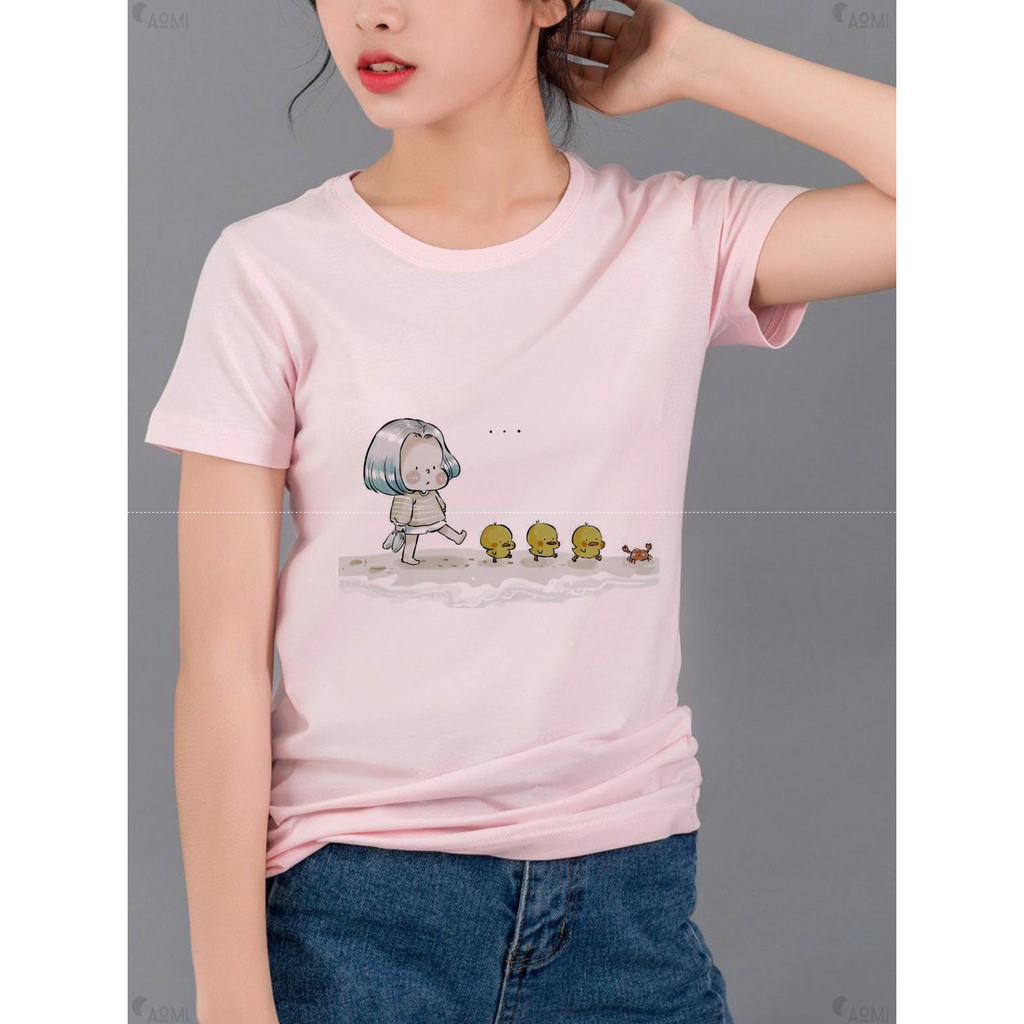 ÁO THUN NAM NỮ AT1714 ANIME GIRL VÀ VỊT CON THỜI TRANG AOMI unisex PHONG CÁCH CÁ TÍNH ĐẸP