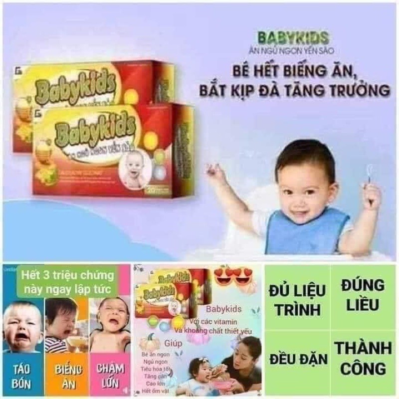 Combo 3 hộp Ăn ngủ ngon yến sào Babykids bé ăn ngon, ngủ tốt mau lớn và tăng đề kháng