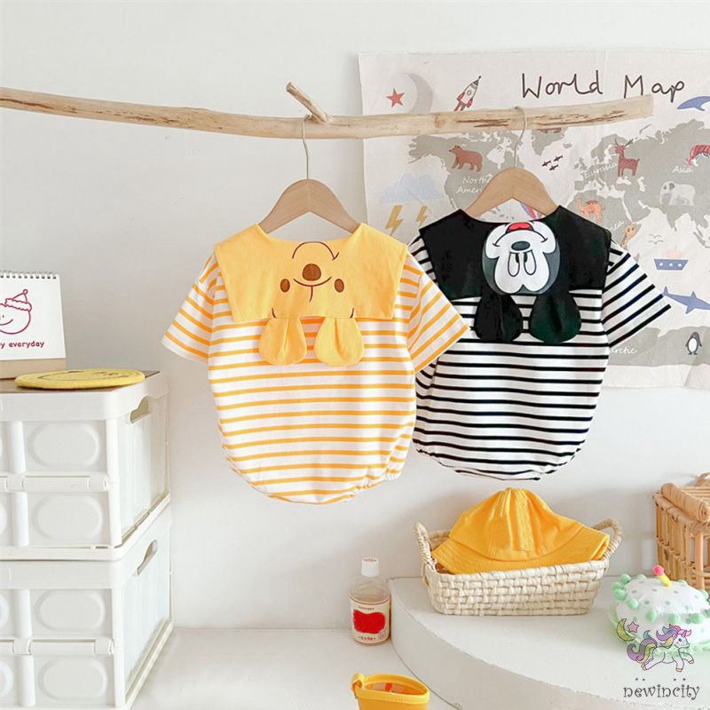 Bộ Áo Liền Quần Tay Ngắn In Hoạt Hình Kiểu Hàn Quốc Dễ Thương Cho Bé