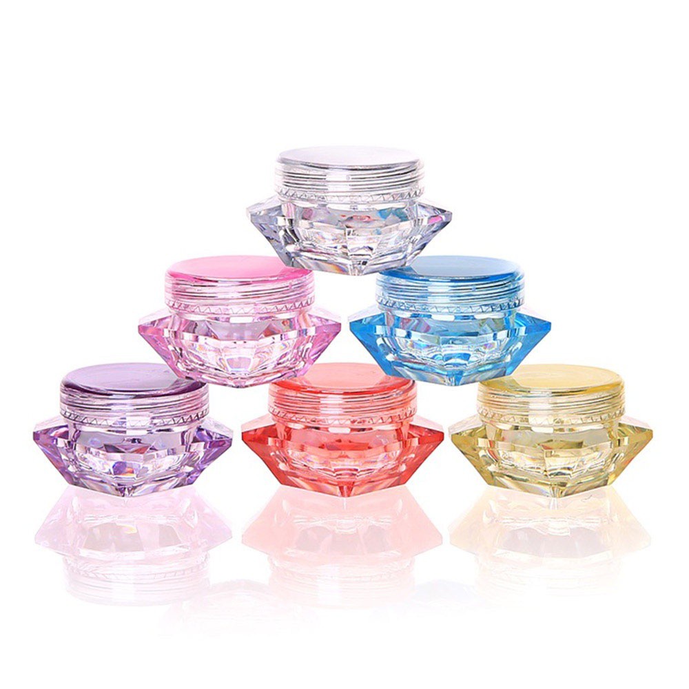 NICKOLAS 5Pcs Hot Selling 5G Empty Cosmetic Cream Jar Colorful Balm Makeup Bottle Cosmetic Container Small Diamond Shape Randomly Send Skin Care Plastic Nail Art Pot