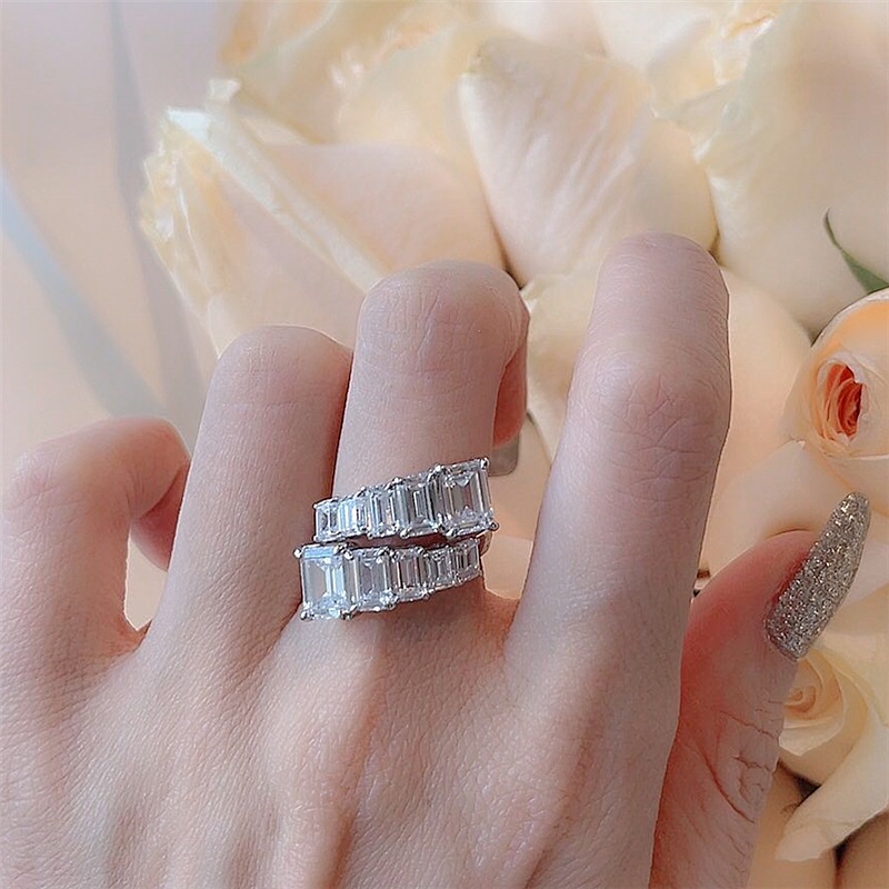 Nhẫn ETRENDY đính đá zircon lấp lánh phong cách sang trọng cá tính thời trang cho nữ bán sỉ