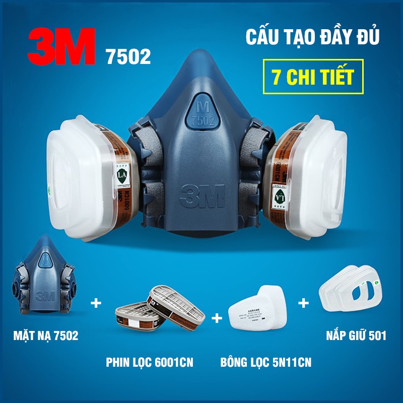 Bộ mặt nạ chống độc 3m 7502 phun thuôc trừ sâu kèm kính chống sương
