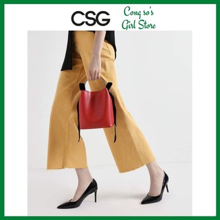 Giày cao gót nữ đế vuông 7p mũi nhọn da lộn Giày cao gót đế vuông sandal 5p bít gót chữ CSG