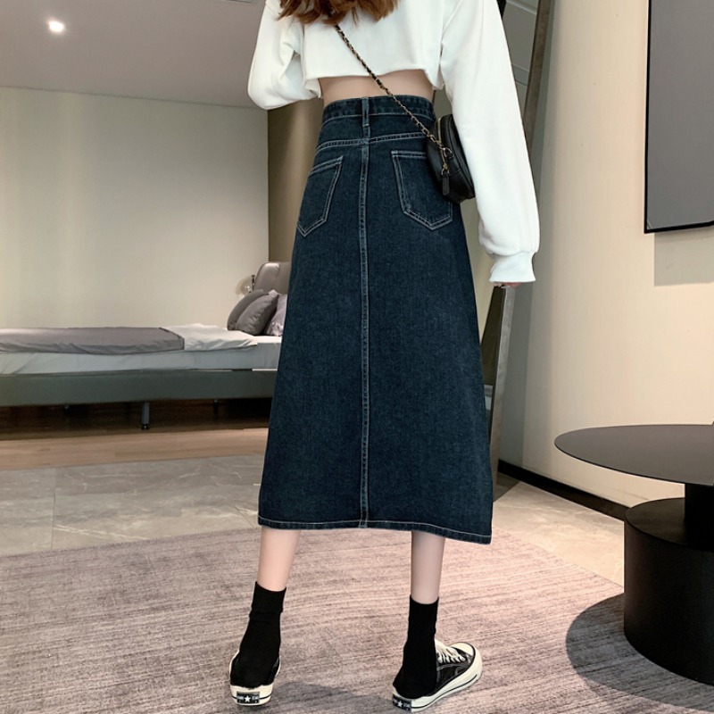 Xiaozhainv Chân váy denim lưng cao dáng chữ A thời trang Hàn Quốc | BigBuy360 - bigbuy360.vn