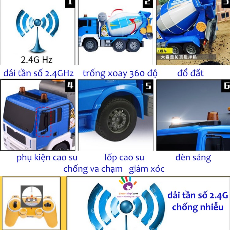 HÀNG LOẠI 1- Đồ chơi xe trộn bê tông siêu to xoay thật điều khiển từ xa