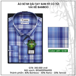 Áo sơ mi nam tay dài caro Bamboo Slim Fit Vĩnh Tiến
