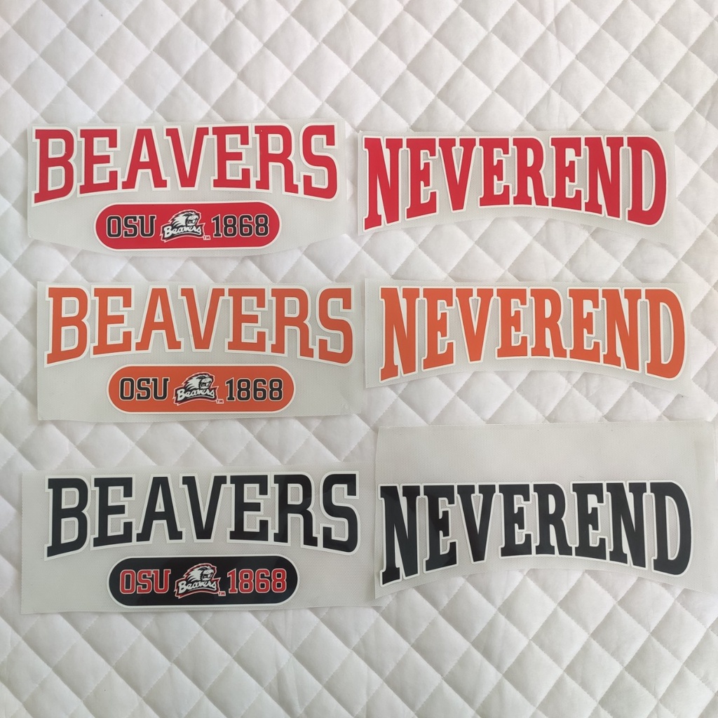 Hình dán nhiệt đủ size logo áo thun Mỹ - beavers / neverend