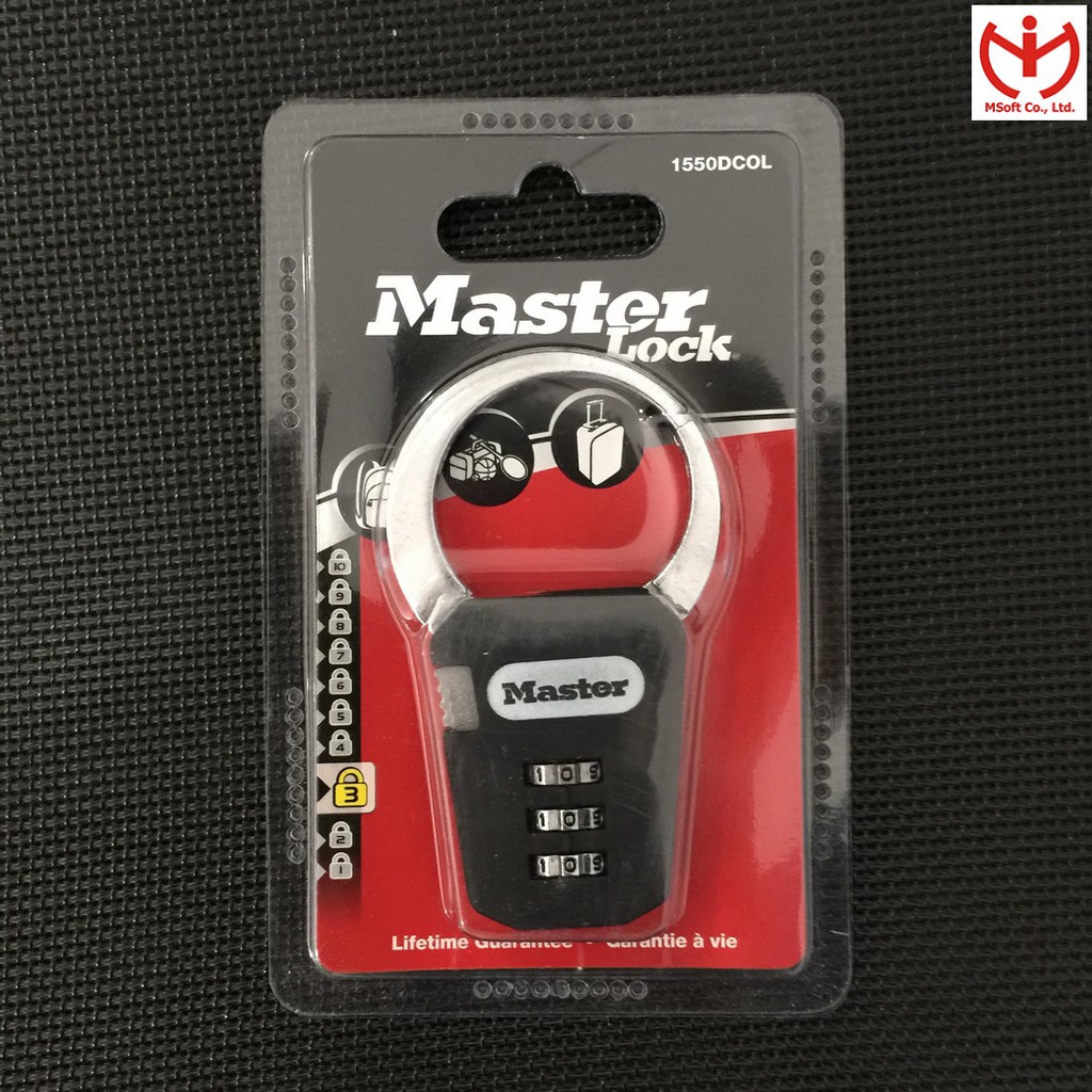 [Hỏa tốc HCM] Ổ khóa số Master Lock 1550 DCOL móc càng cua dùng khóa vali ba lô hành lý - MSOFT