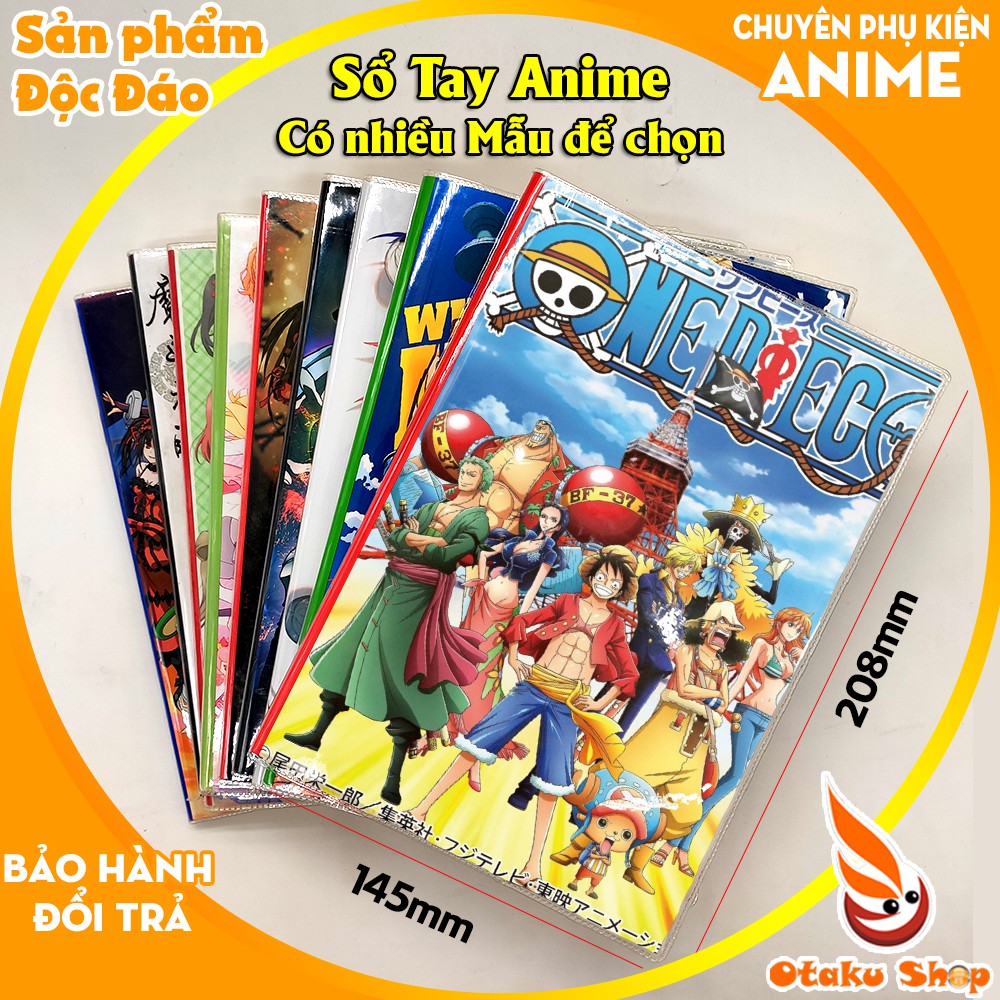 Sổ tay Anime One piece khổ A5 bìa in hình hoạt hình xinh xắn giấy dày có kẻ sọc 120 trang chuyên dành cho Otaku