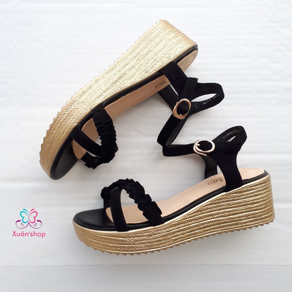 Sandal quai chéo Daphne, đế xuồng cao 5.5cm, quai viền bèo