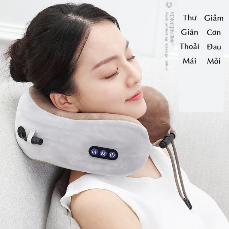 Gối massage cổ vai gáy hình chữ U thông minh, Chính hãng Đài Loan