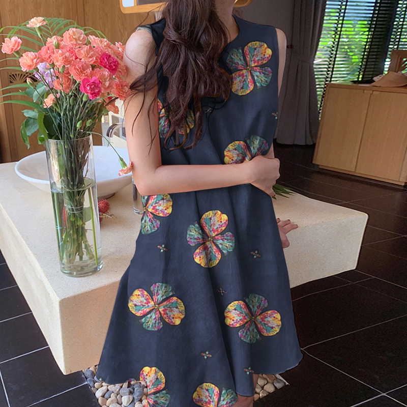 Đầm ngắn Zanzea không tay cổ tròn dáng rộng phong cách Hàn Quốc dễ phối đồ thời trang dành cho nữ