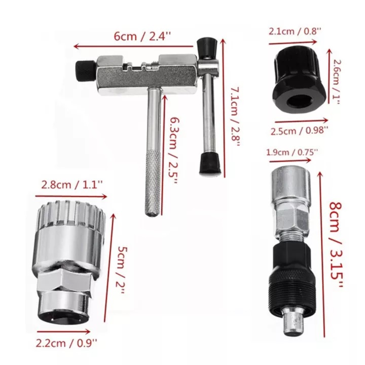 Dụng cụ sửa chữa dây xích 4 món dành cho xe đạp leo núi ( Mã 4M) dùng Tháo Trục Khuỷu, Tháo Lắp Đùi Đĩa