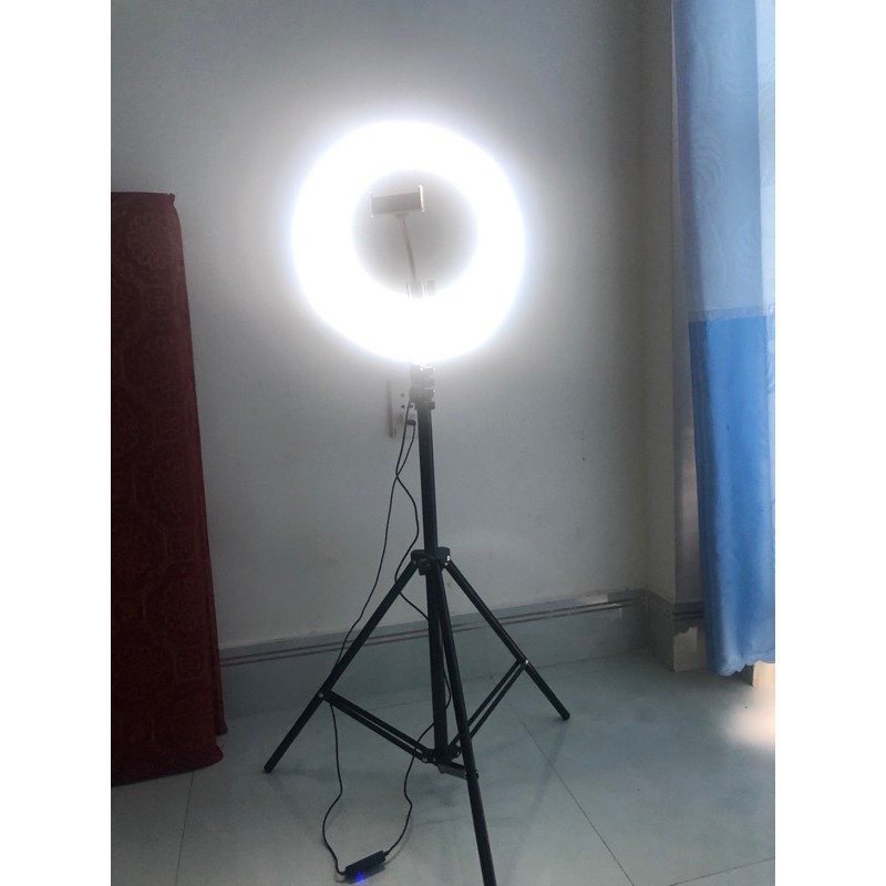 Đèn livestream bán hàng, make up kèm gậy 2m1, giá đỡ điện thoại size 30cm