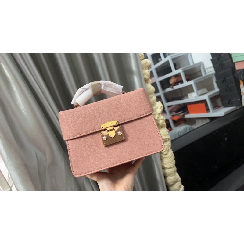 Túi tay cầm 3 ngăn màu hồng ạ