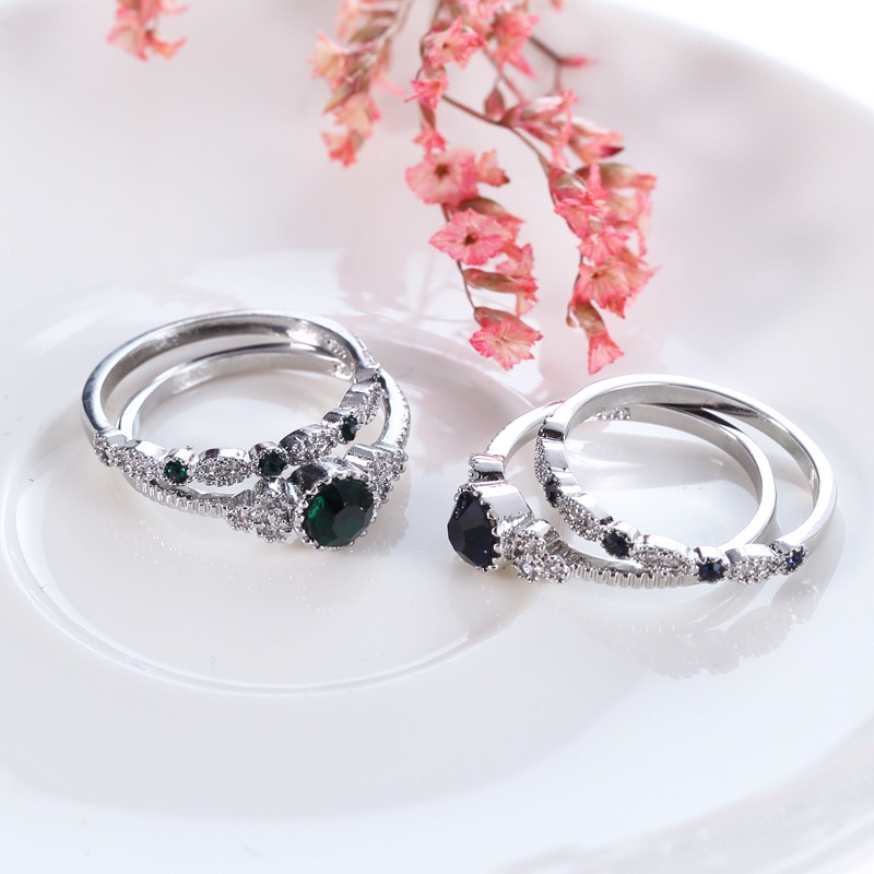 Nhẫn Đính Đá Sapphire Màu Ngọc Lục Bảo Cho Nữ YR