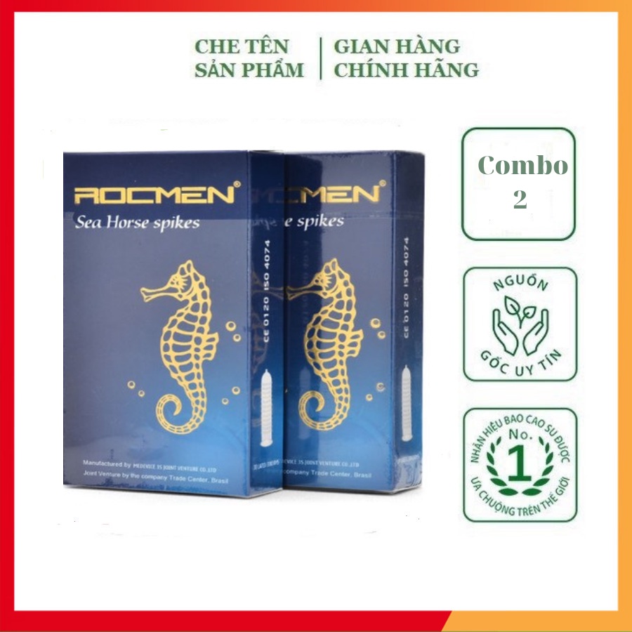 COMBO 2 HỘP Bao Cao Su ROCMEN Xanh Cá Ngựa Siêu Hot, Kéo Dài Thời Gian Yêu