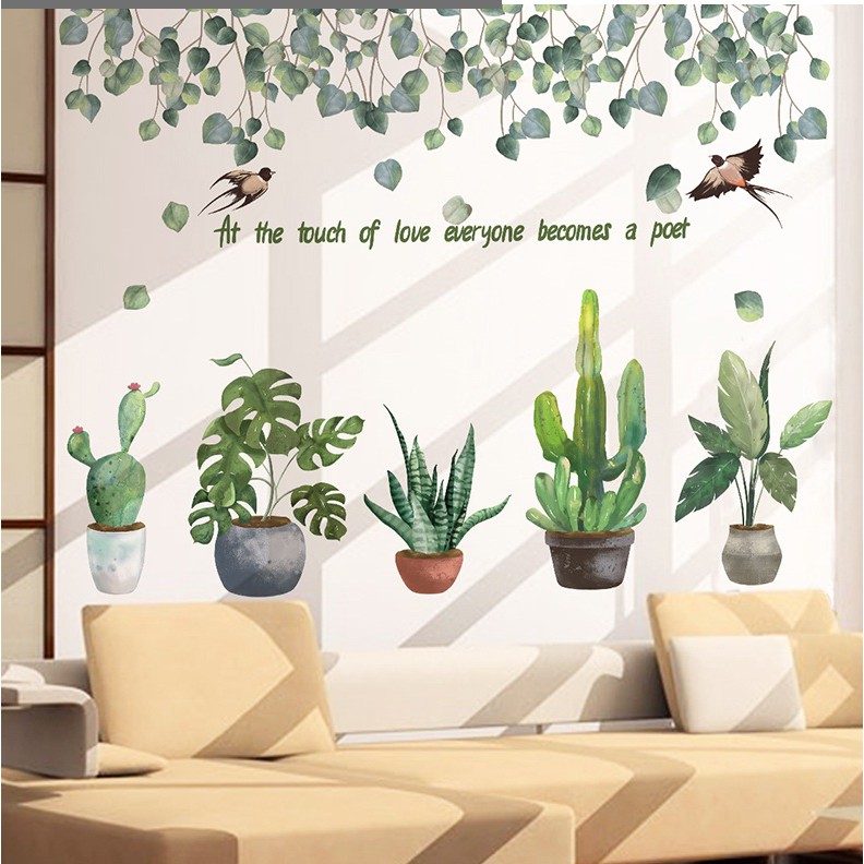 Decal giấy dán tường [MẪU MỚI] Decan Vườn én