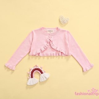 Áo Khoác Cardigan Dệt Kim Tay Dài Cổ Tròn Màu Sắc Đơn Giản Thời Trang Mùa Thu Dành Cho Bé Gái