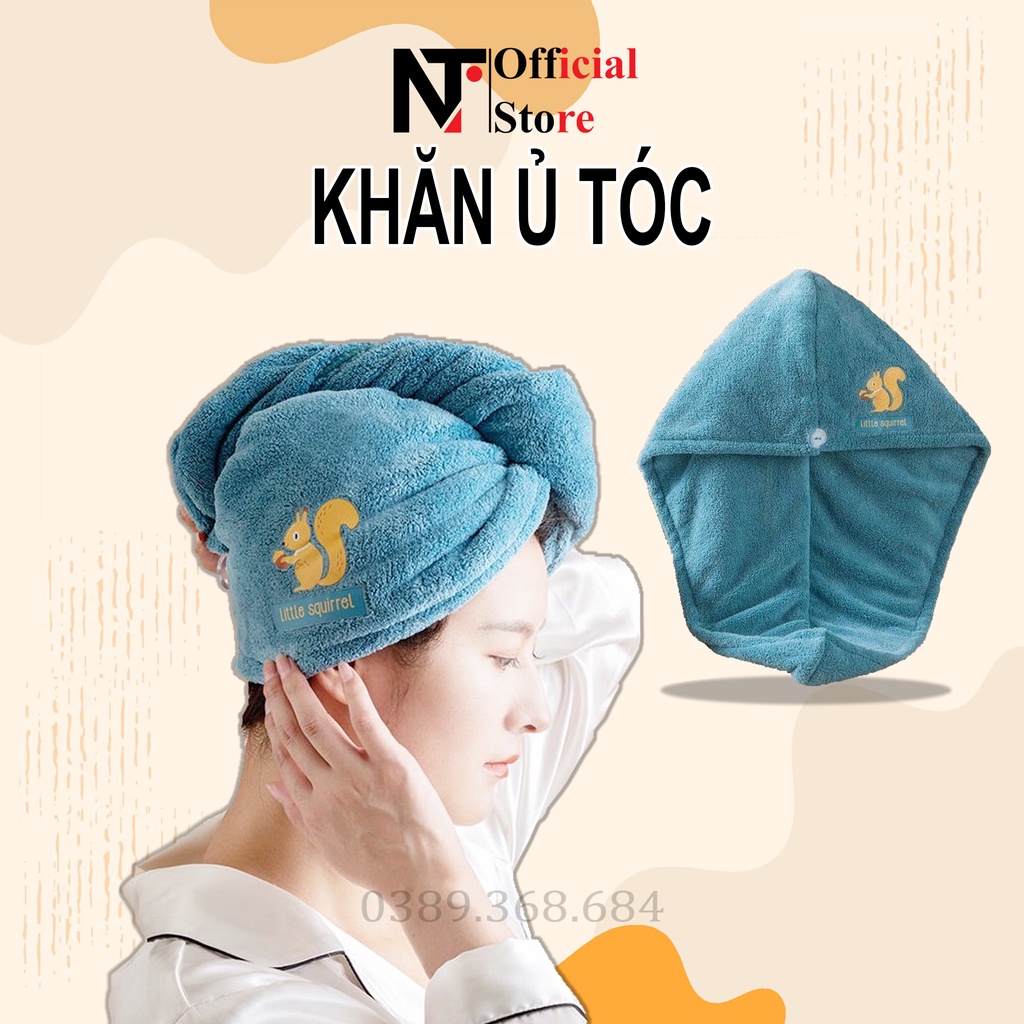 Khăn ủ tóc đa năng, khăn quấn tóc gội đầu cao cấp, vải cotton mềm mại thấm hút tốt - NT Store