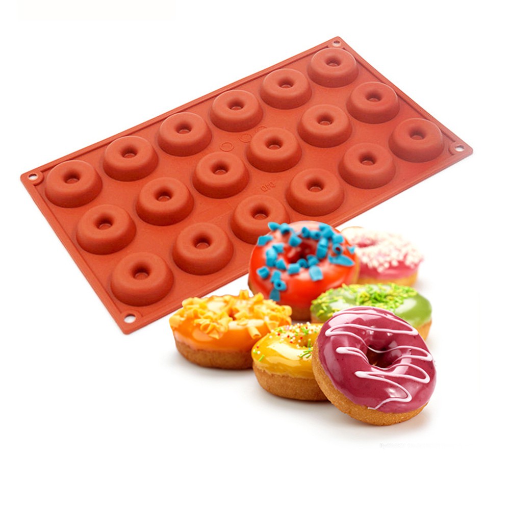 Khuôn làm bánh donut 18 ô bằng silicon an toàn tiện dụng