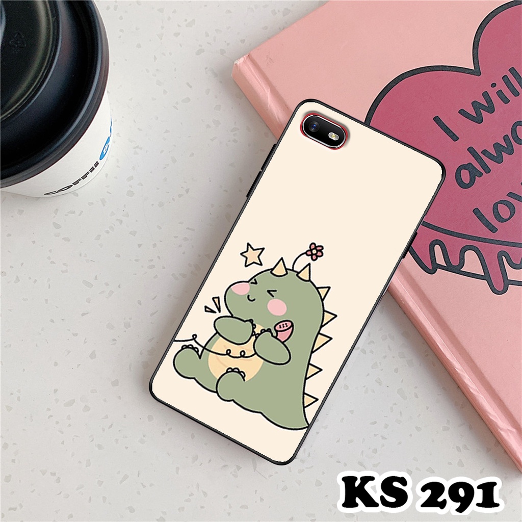 Ốp lưng Oppo A1k - Realme C1 - Ốp Oppo in hình khủng long DinoCute - Lưng nhám viền TPU