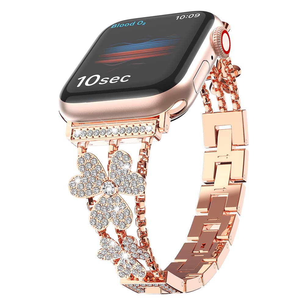 Dây Đeo Đồng Hồ Bằng Thép Đính Kim Cương Giả Cho Apple Watch 49mm 42mm 38mm40mm 44mm IWatch 8 7 6 SE 5 4
