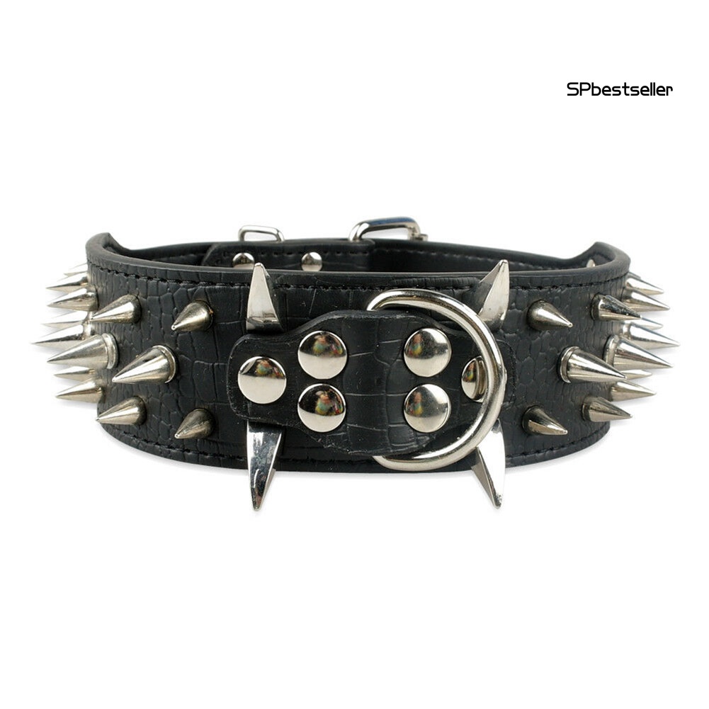 Vòng cổ đinh tán bằng da giả cỡ 2 inch cho chó pitbull