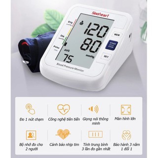 Máy đo huyết áp điện tử bắp tay sinoheart sinocare ( BH 3 năm 1 đổi 1)
