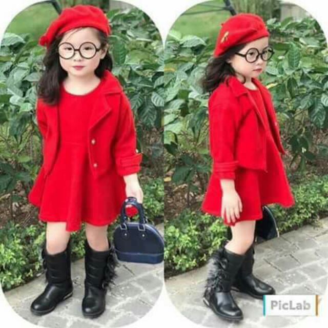 Combo set váy dạ cho bé