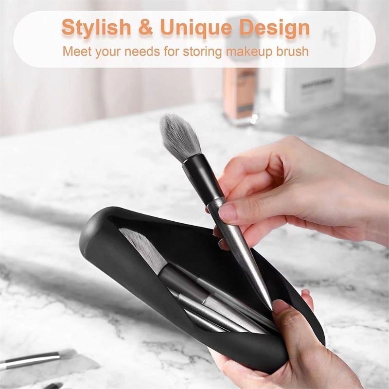 1 Hộp Đựng Cọ Trang Điểm Bằng Silicone Gọn Nhẹ Chống Nước Đa Năng