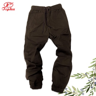 Quần Jogger kaki nam, vải co giãn nhẹ, màu sắc trung tính, lai bo, màu xám đá