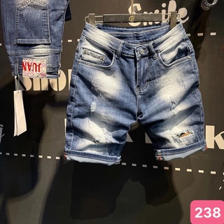 Quần short đùi jean nam xanh đậm rách gối chất bò cao cấp co dãn 4 chiều cực đẹp, quần rin nam HD25 Mẫu Mới