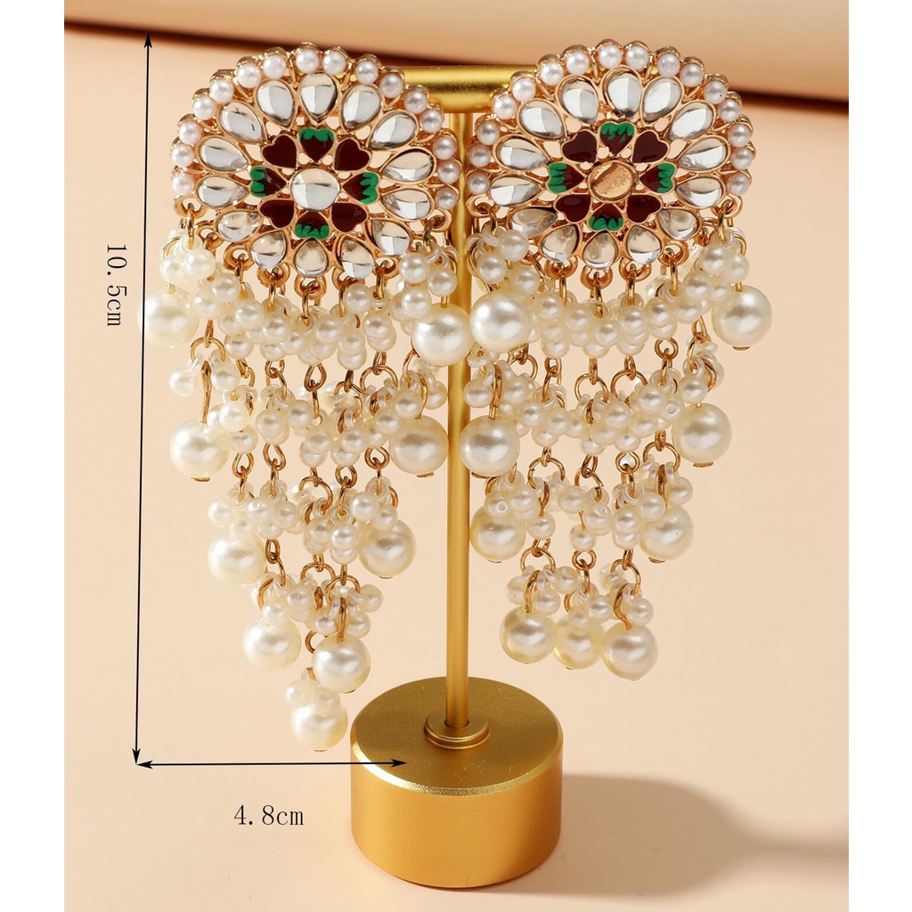 Bông Tai Phối Ngọc Trai Và Đá Thời Trang Sang Trọng Cho Nữ