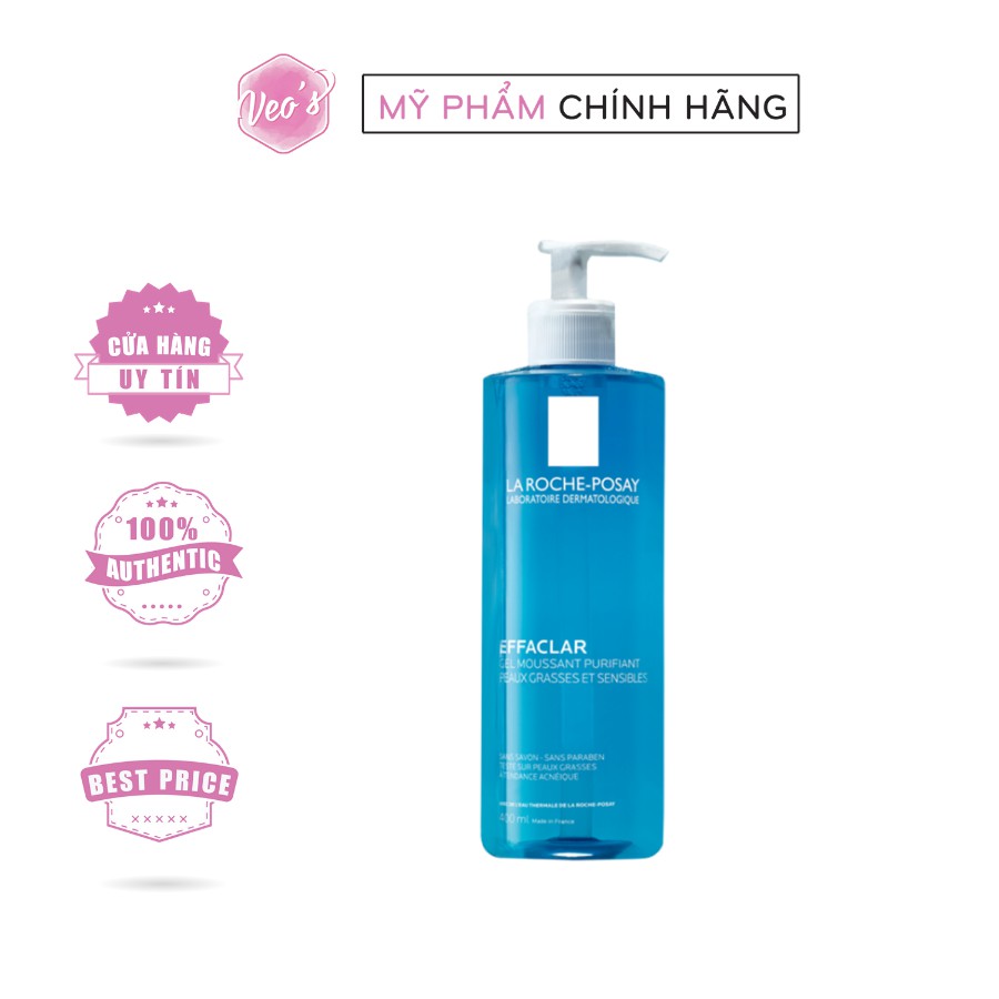 Sữa rửa mặt tạo bọt làm sạch và giảm nhờn cho da dầu nhạy cảm La Roche - Posay Effaclar Purifying Foaming Gel 400ml