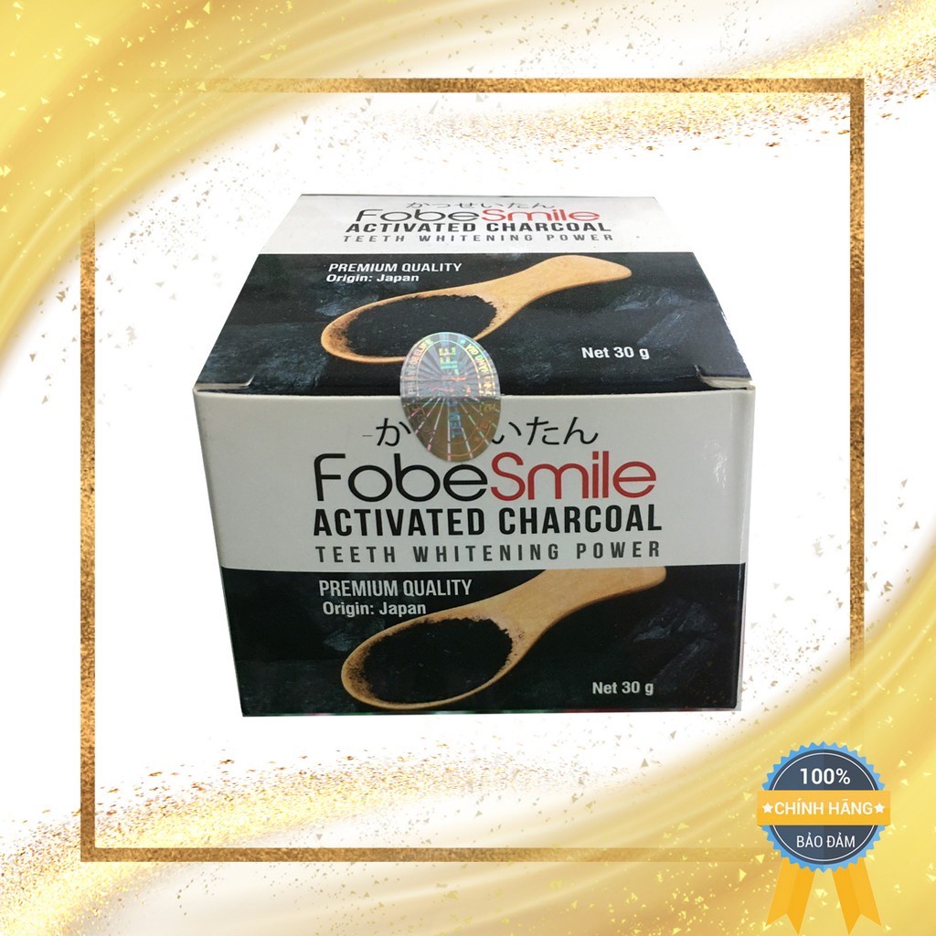 Bột làm trắng răng FOBESMILE 30g ( Chính hãng)- BỘT THAN HOẠT TÍNH LÀM TRẮNG RĂNG NHẬT BẢN