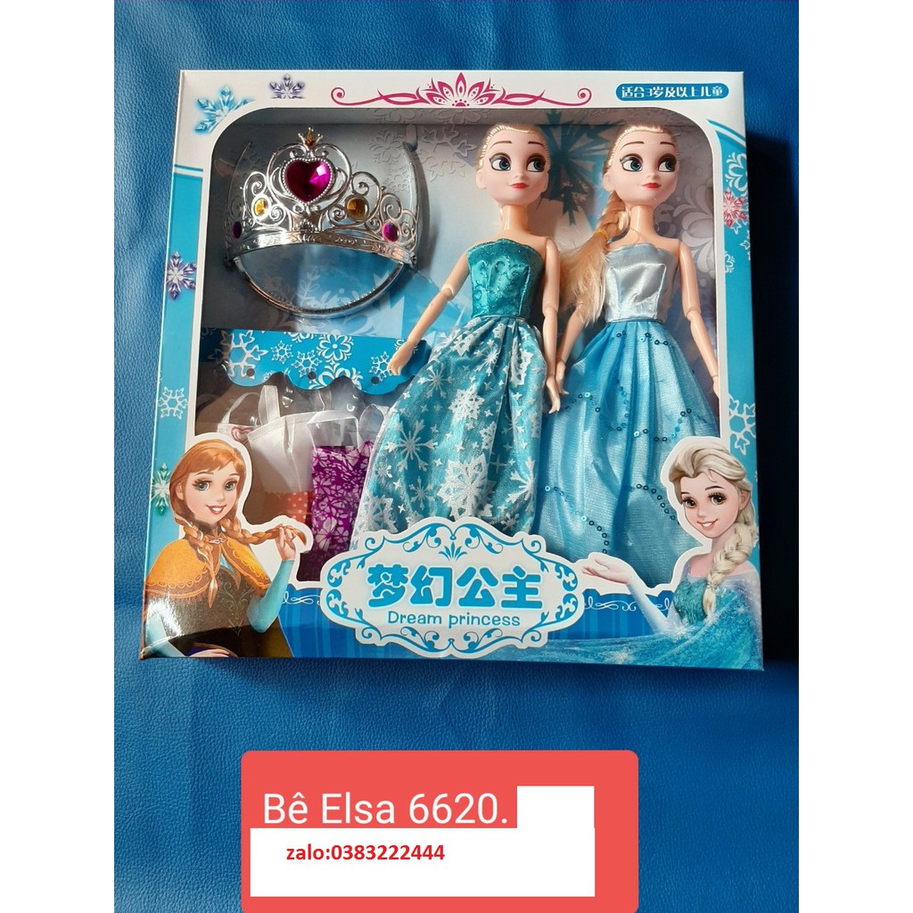 Bộ 2 búp bê Elsa Anna hộp 35cm*30cm kèm phụ kiện vương miện, váy thay ......vô cùng đáng yêu - BBAN