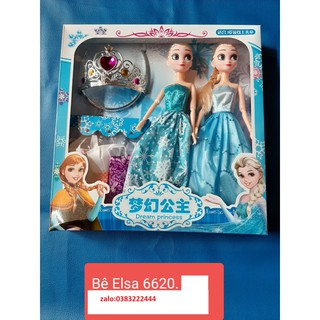Bộ 2 búp bê Elsa Anna hộp 35cm*30cm kèm phụ kiện vương miện, váy thay ......vô cùng đáng yêu - BBAN