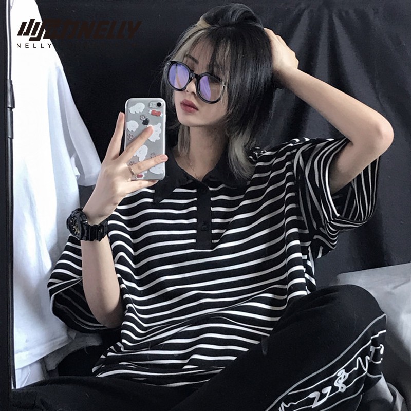 Áo polo freesize kẻ unisex basic chất cotton